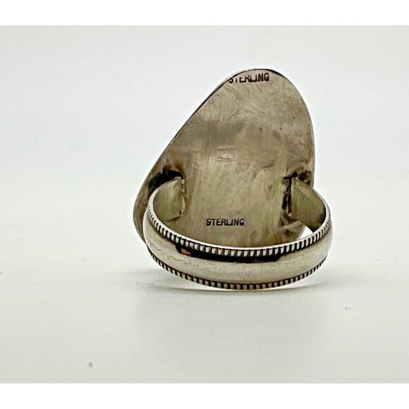 Sterling Silver Turquoise Men's Ring Bezel Set Southwestern Size 11.5 - Picture 3 of 6